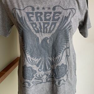 Gray Graphic Short Sleeve Tee with Eagle Print